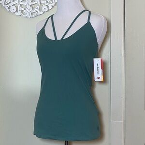 New Balance Studio Bra Criss Cross Strappy Back Tank Top Sage Green
